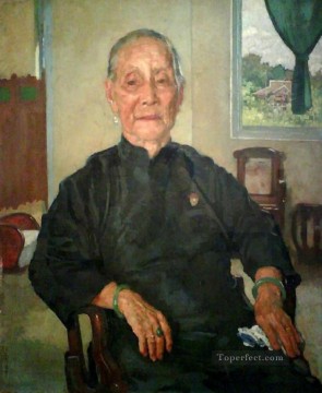 シュ・ベイホン・ジュ・ペオン Painting - 鄭夫人の肖像画 1941 年 油彩画の徐悲紅